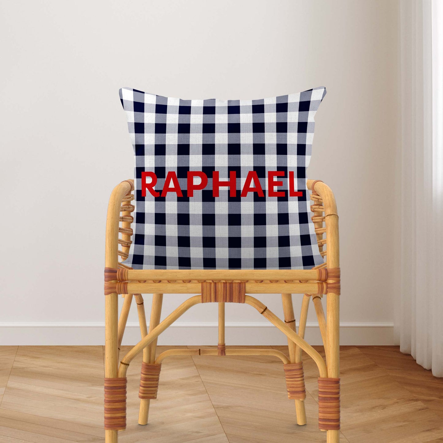 NAUTICAL GINGHAM PERSONALISED SCATTER CUSHION