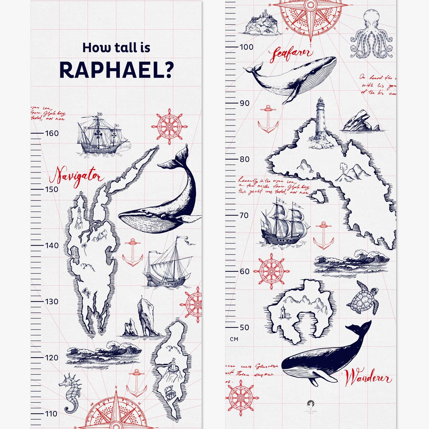 NAUTICAL PERSONALISED HEIGHT CHART