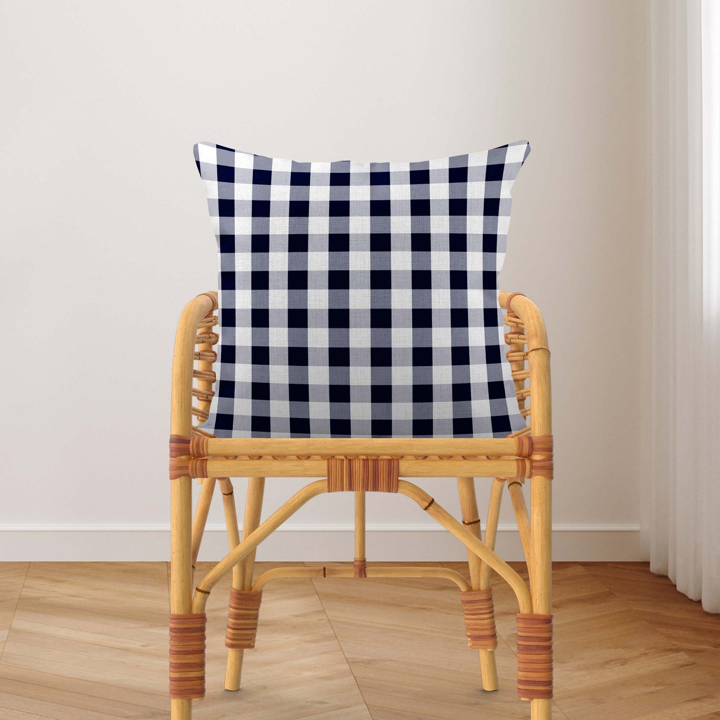 NAUTICAL MEDIUM CHECK GINGHAM SCATTER CUSHION