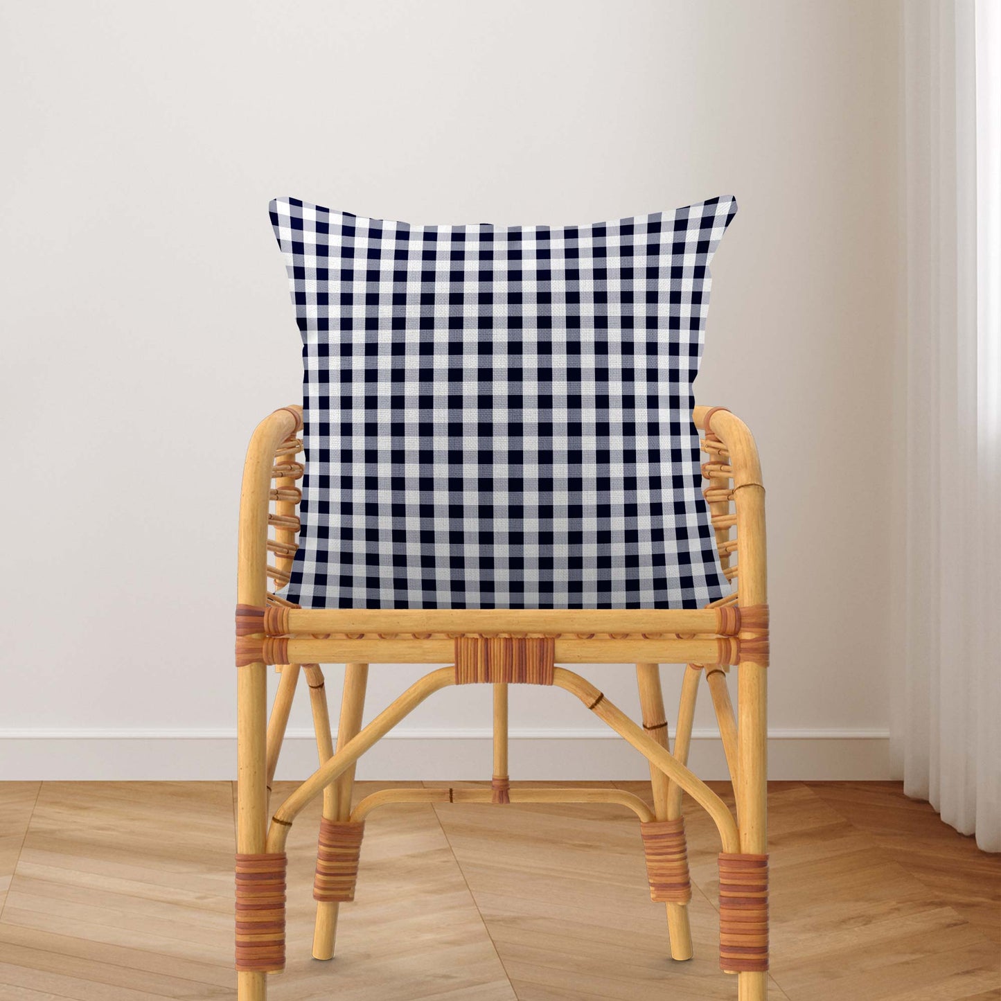 NAUTICAL SMALL CHECK GINGHAM SCATTER CUSHION