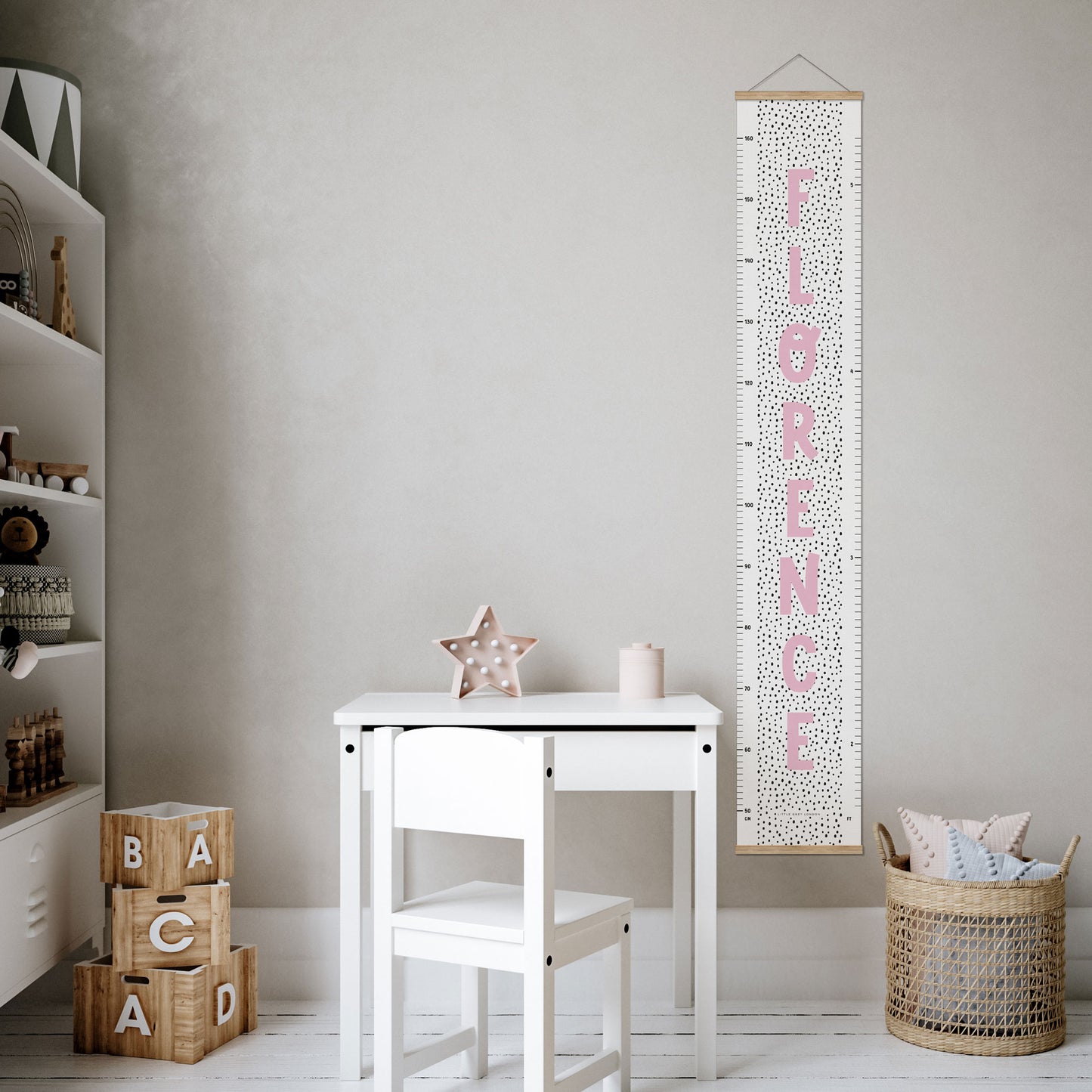 SPOTTY DOTS PERSONALISED HEIGHT CHART