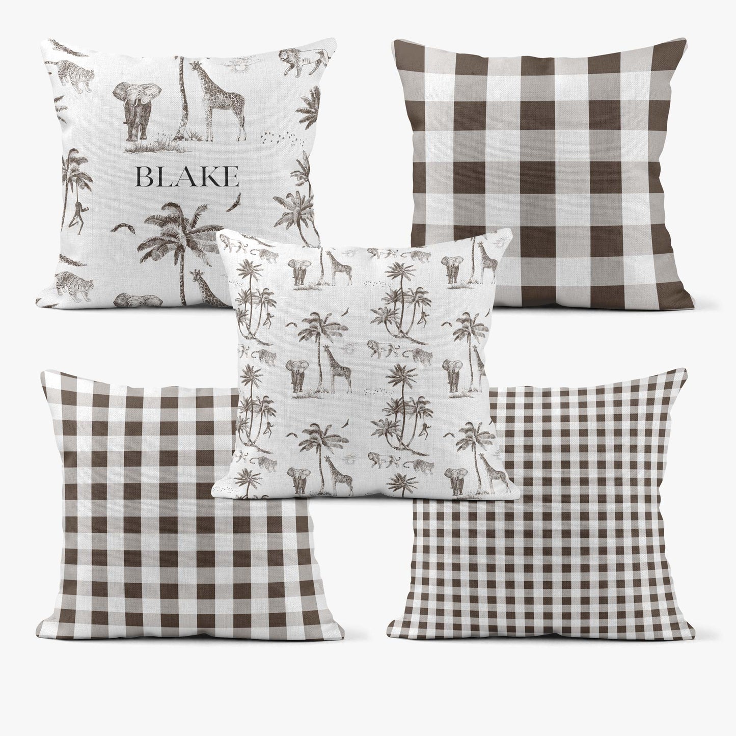 SAFARI TOILE DE JOUY MEDIUM CHECK GINGHAM SCATTER CUSHION