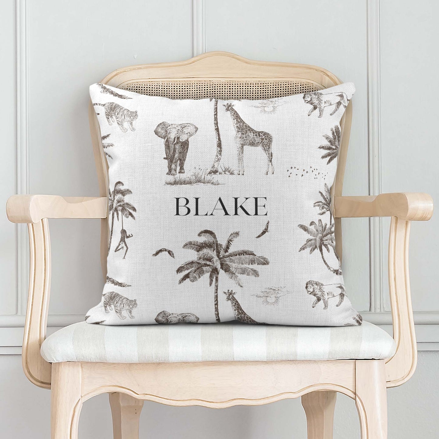 SAFARI TOILE DE JOUY PERSONALISED SCATTER CUSHION