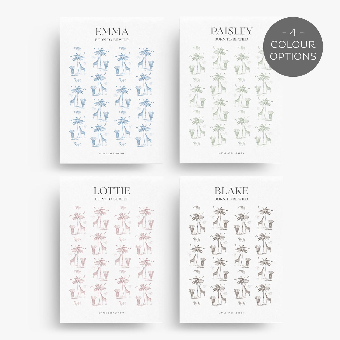 SAFARI TOILE DE JOUY PERSONALISED ART PRINT