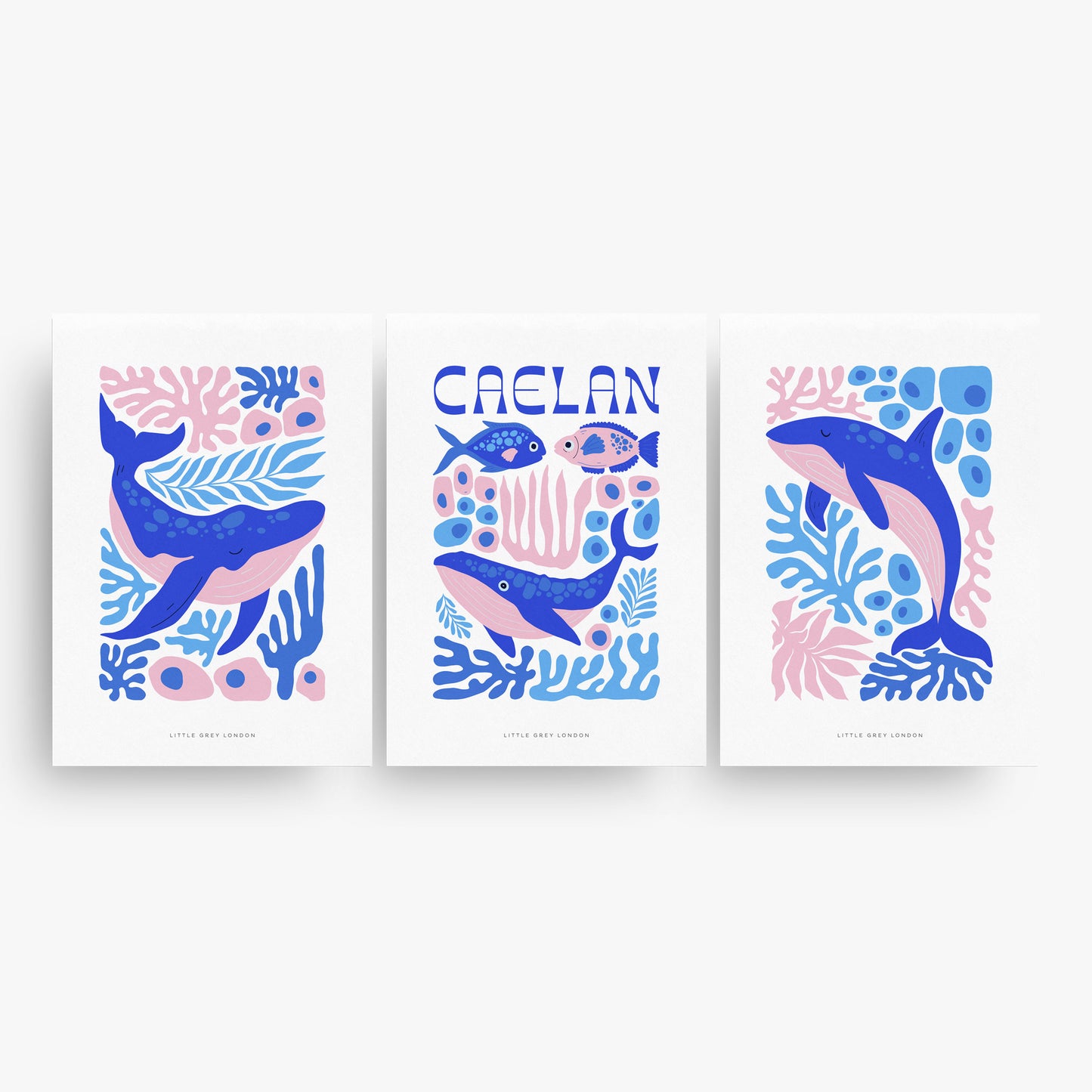 SEA WORLD SET OF THREE PERSONALISED ART PRINTS
