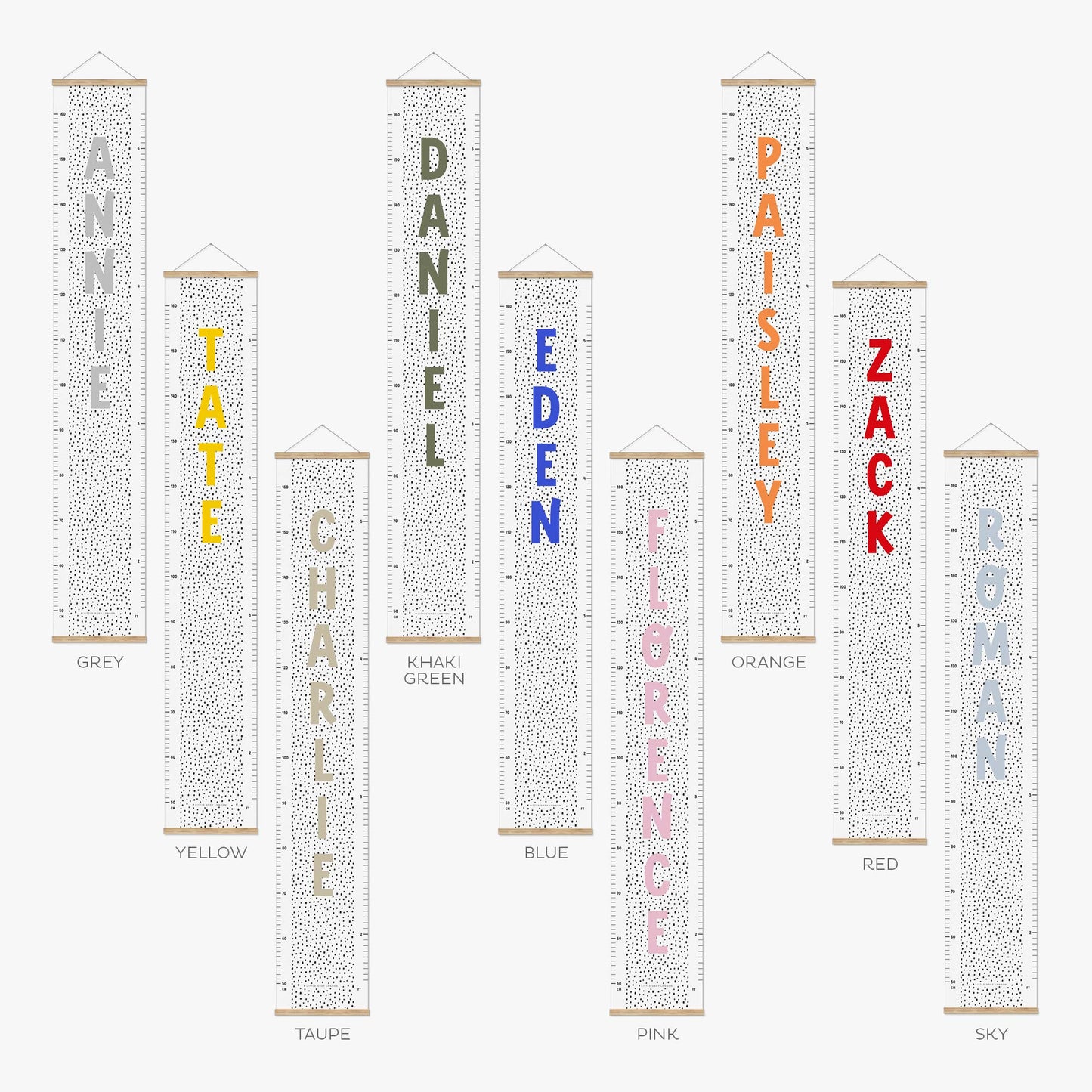 SPOTTY DOTS PERSONALISED HEIGHT CHART