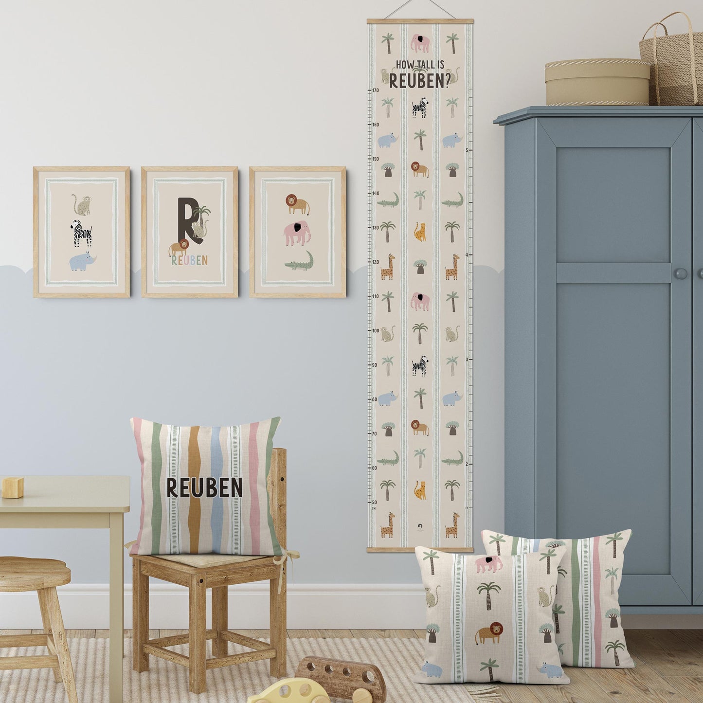 Stripy Safari Personalised Art Print