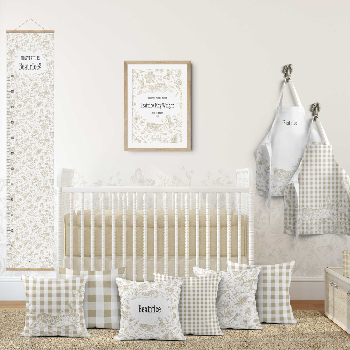 BUNNIES & BUTTERFLIES PERSONALISED SCATTER CUSHION