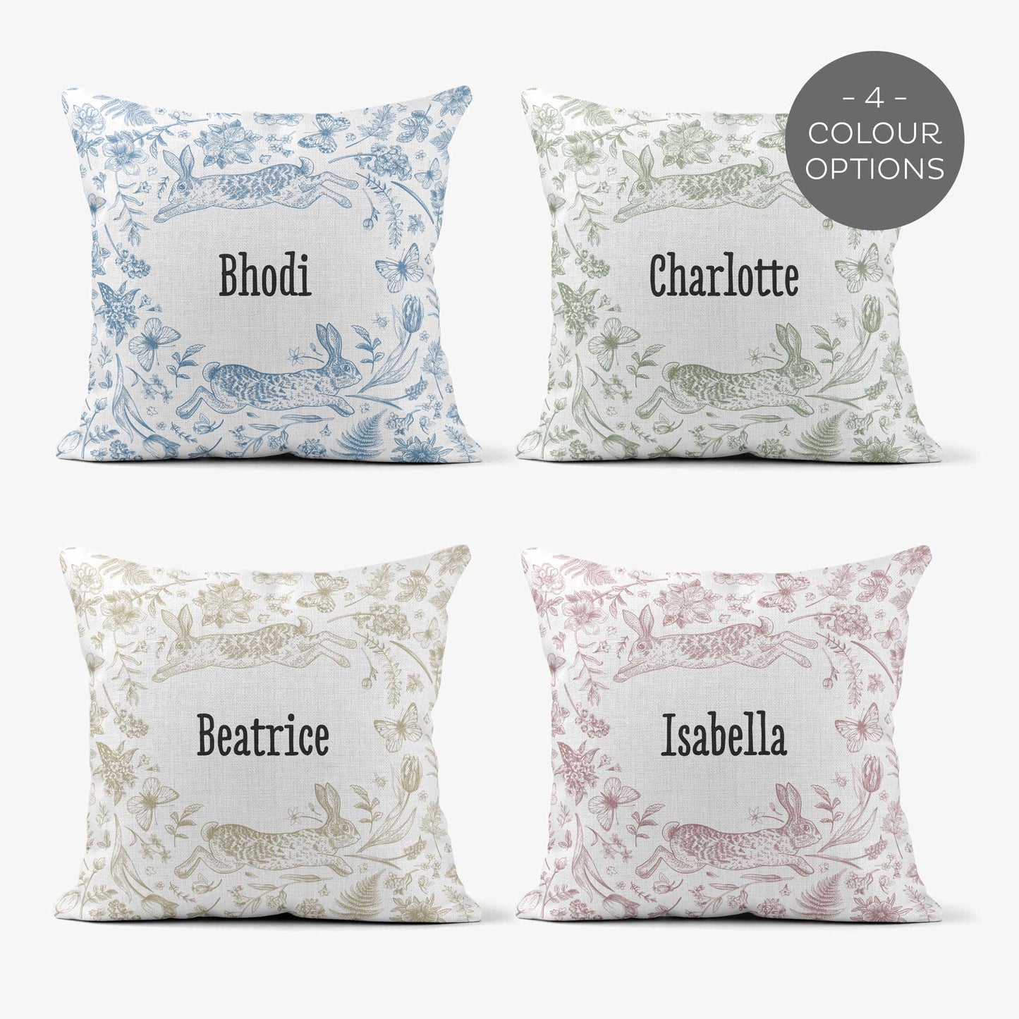 BUNNIES & BUTTERFLIES PERSONALISED SCATTER CUSHION