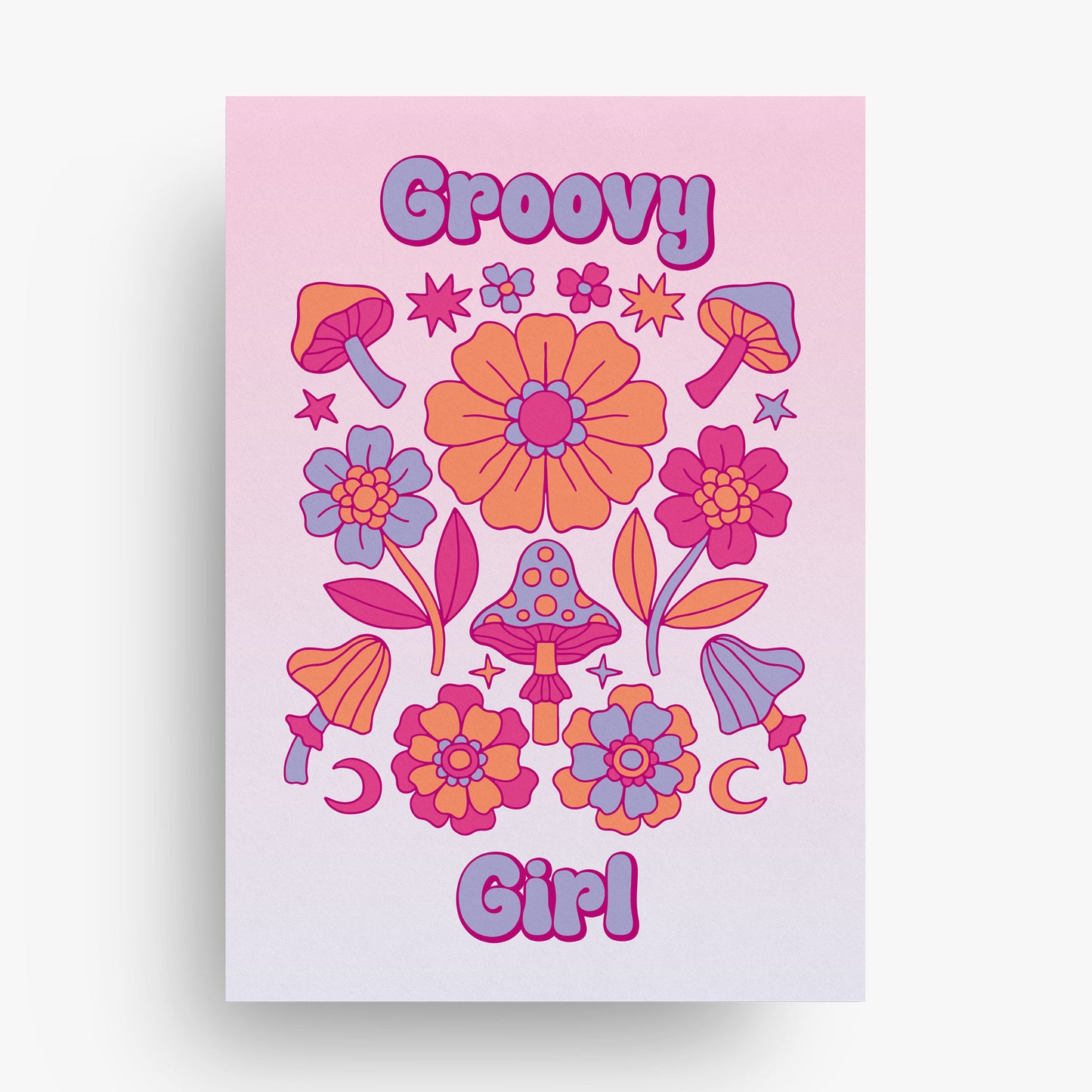 GROOVY GIRL SET OF THREE PERSONALISED PRINTS