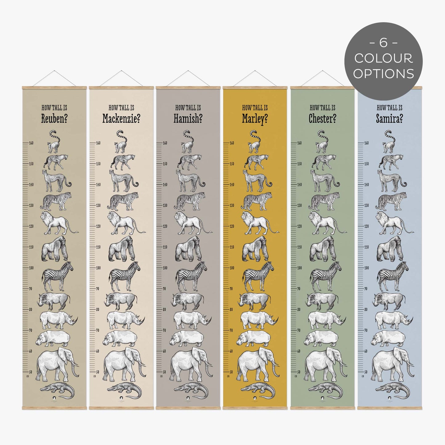 AFRICAN ANIMALS PERSONALISED HEIGHT CHART