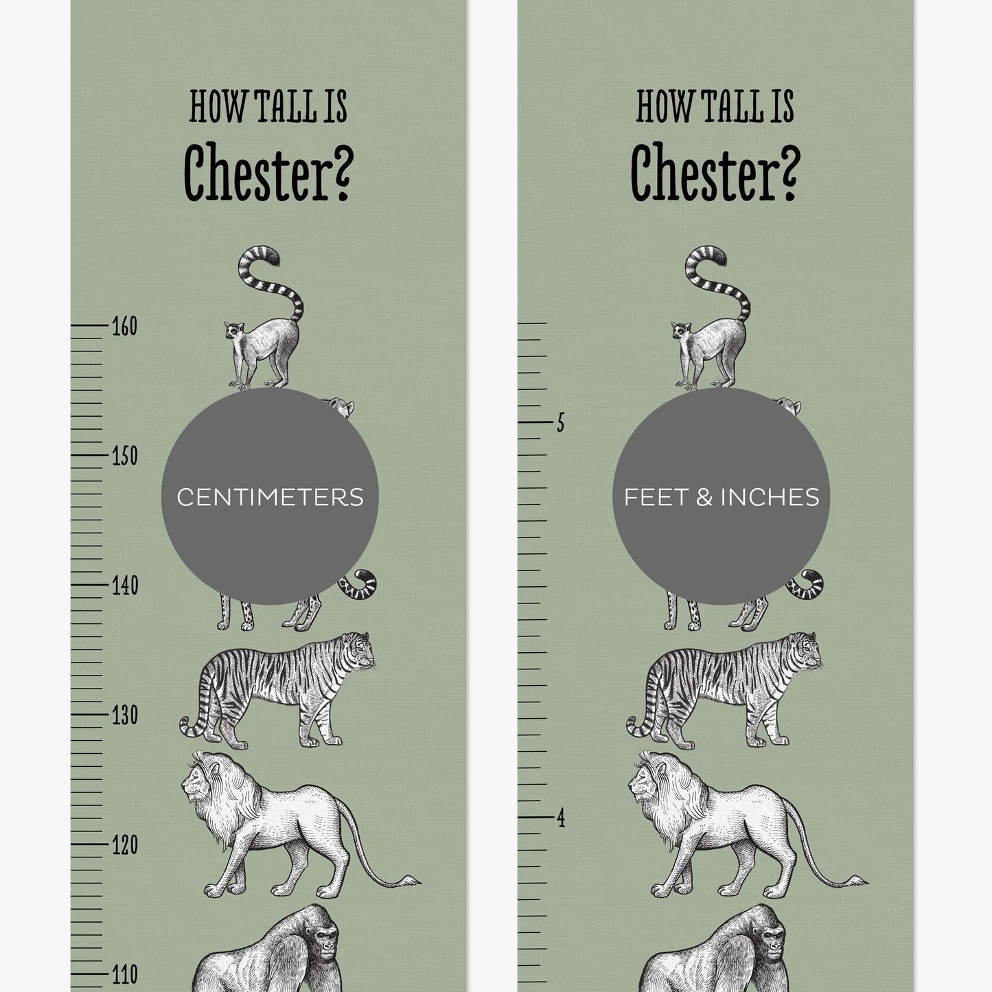 AFRICAN ANIMALS PERSONALISED HEIGHT CHART