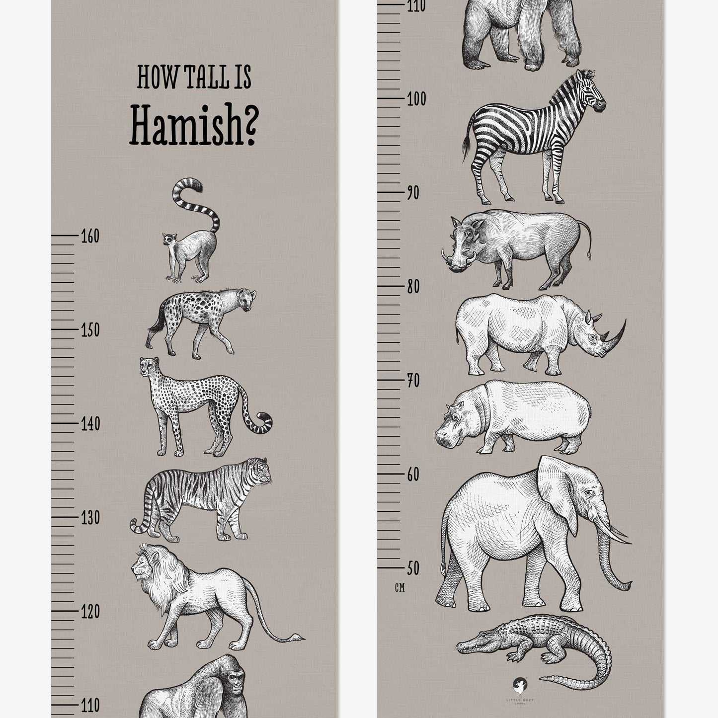 AFRICAN ANIMALS PERSONALISED HEIGHT CHART