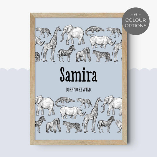 AFRICAN ANIMALS PERSONALISED ART PRINT