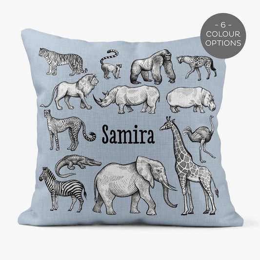 AFRICAN ANIMALS PERSONALISED SCATTER CUSHION