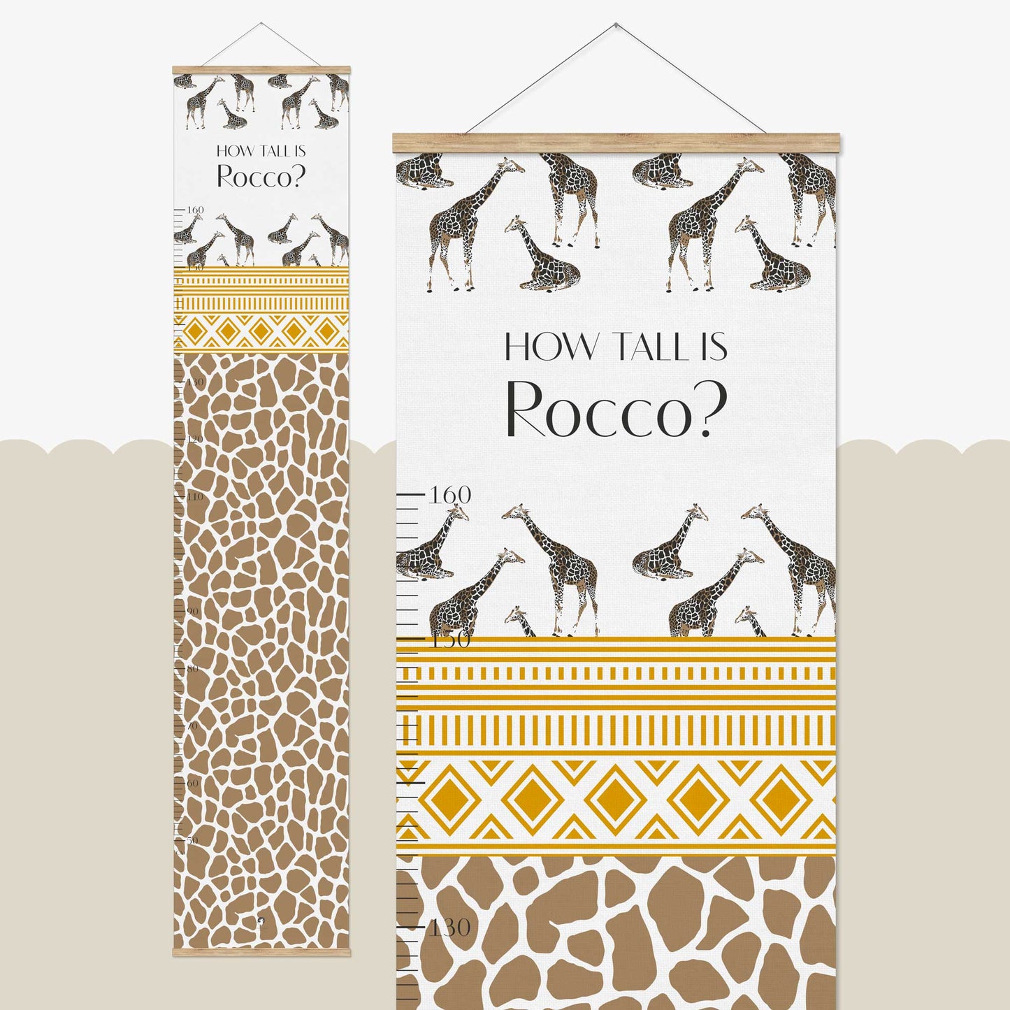 TRIBAL GIRAFFE PERSONALISED HEIGHT CHART