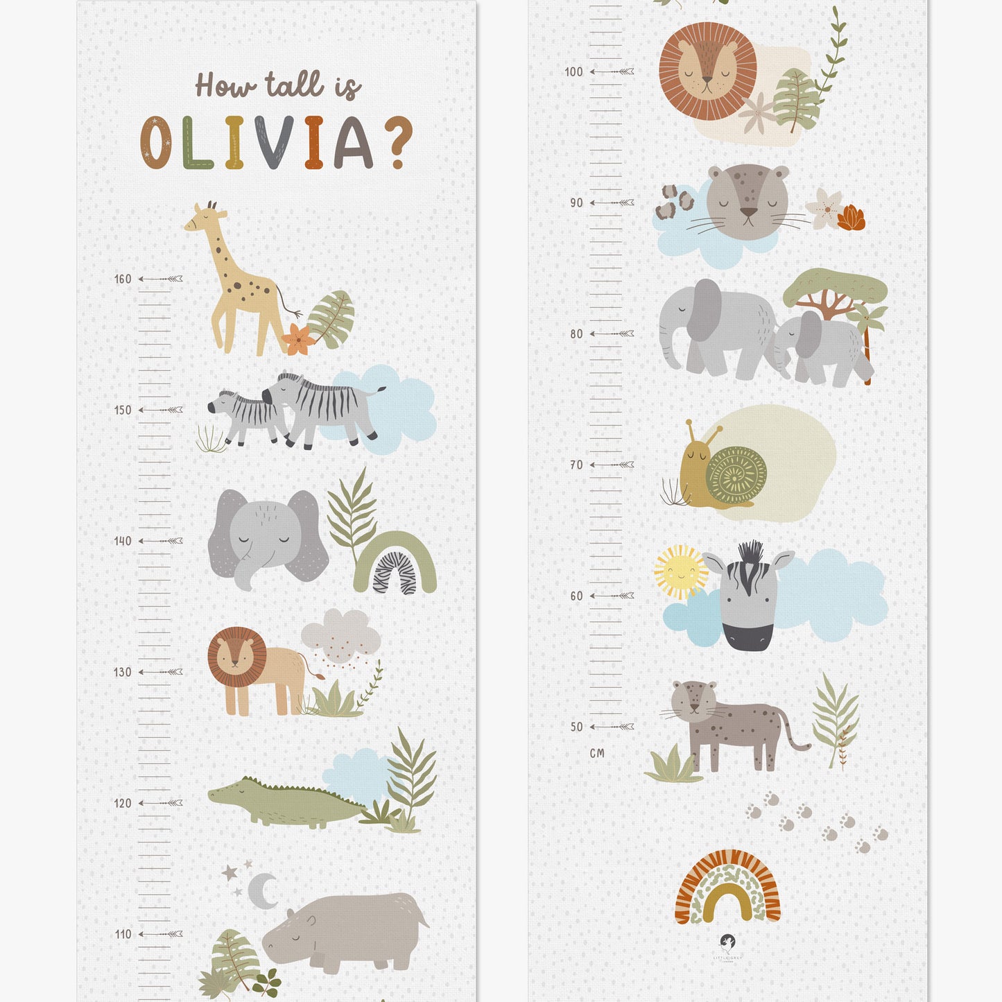 BABY SAFARI PERSONALISED HEIGHT CHART