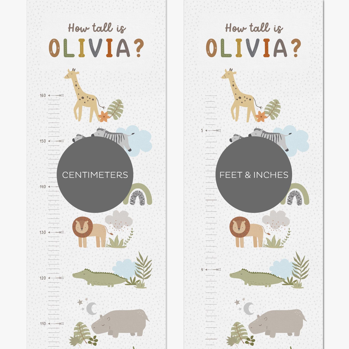 BABY SAFARI PERSONALISED HEIGHT CHART