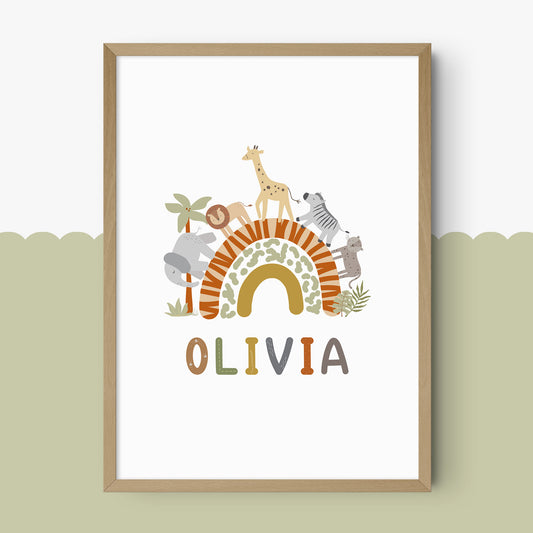 BABY SAFARI PERSONALISED ART PRINT