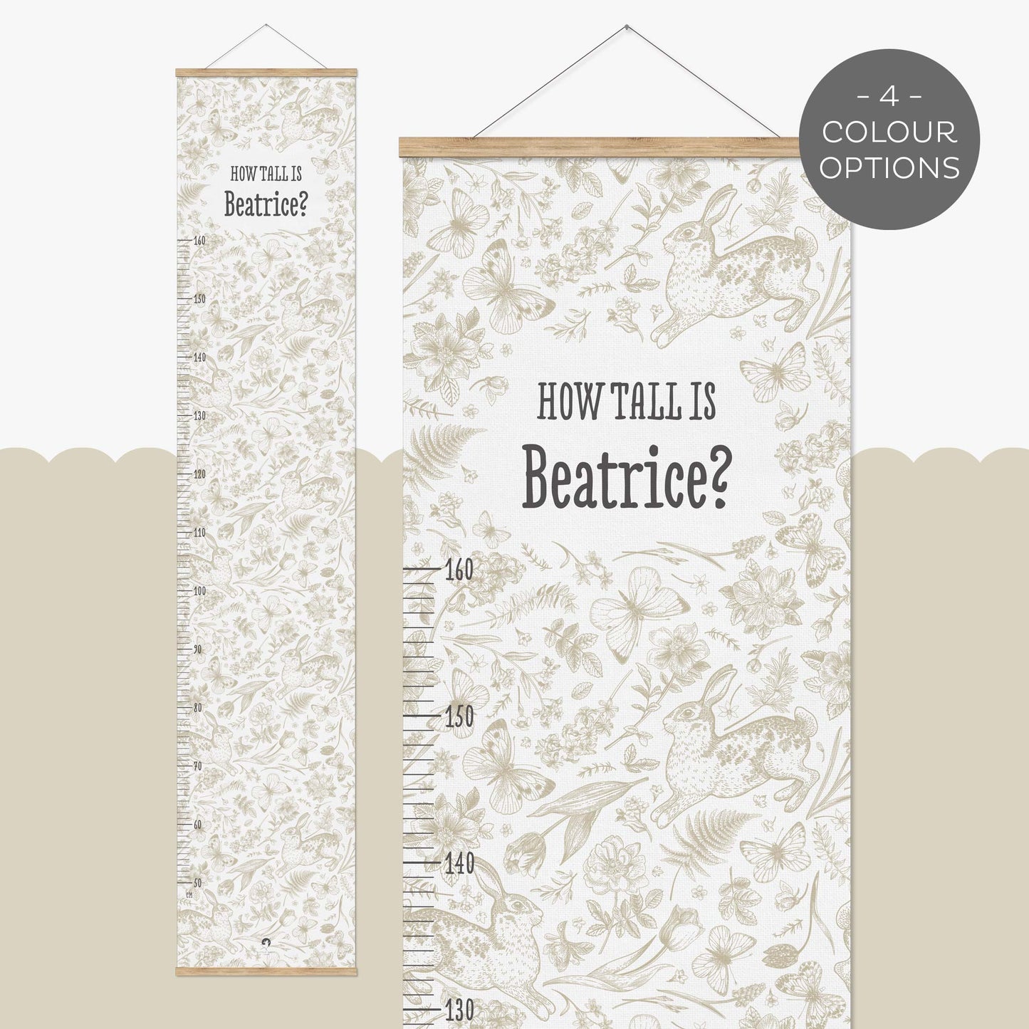 BUNNIES & BUTTERFLIES PERSONALISED HEIGHT CHART