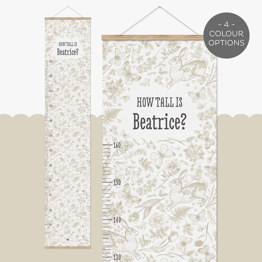 BUNNIES & BUTTERFLIES PERSONALISED HEIGHT CHART