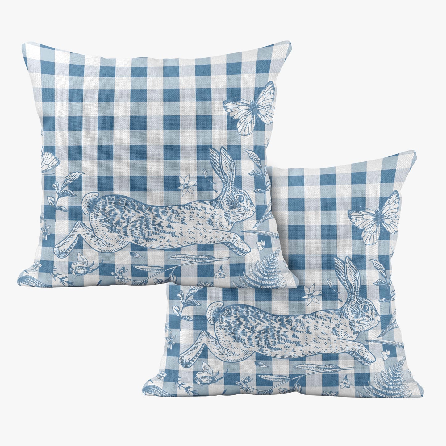 BUNNIES & BUTTERFLIES GINGHAM BUNNY SCATTER CUSHION