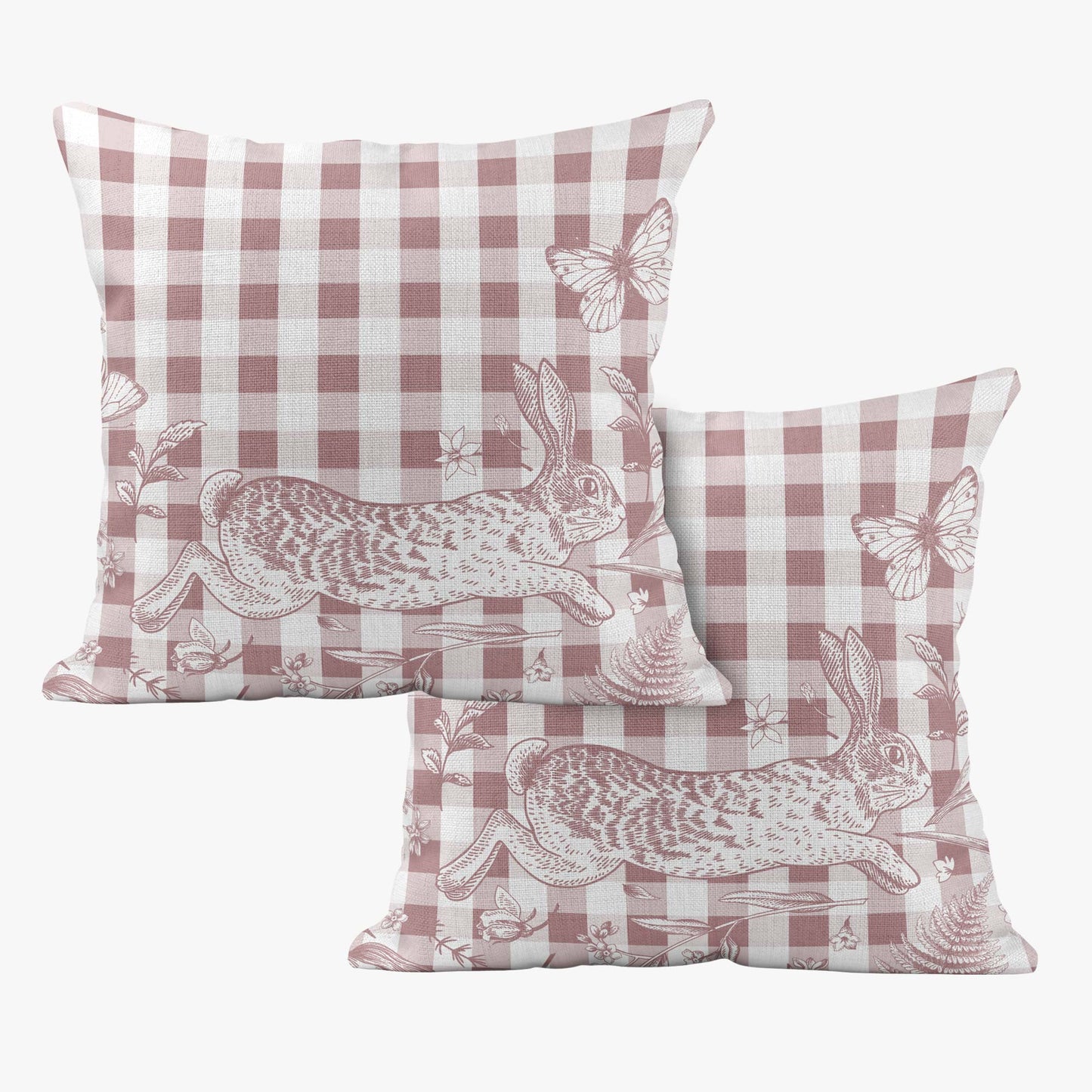 BUNNIES & BUTTERFLIES GINGHAM BUNNY SCATTER CUSHION