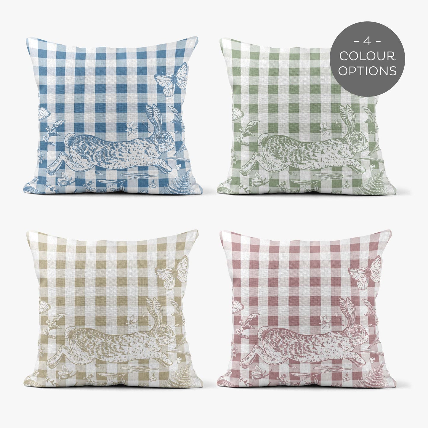 BUNNIES & BUTTERFLIES GINGHAM BUNNY SCATTER CUSHION