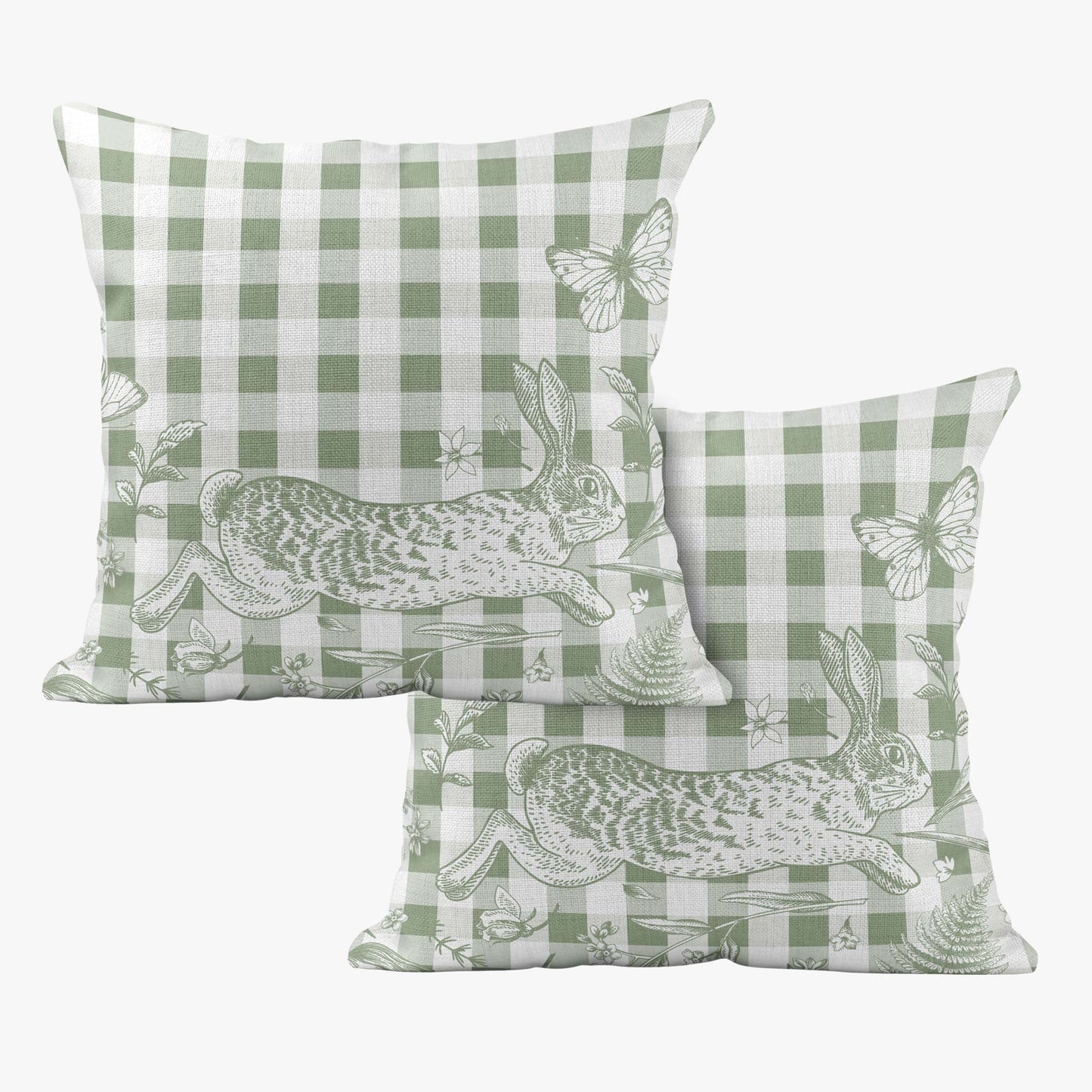 BUNNIES & BUTTERFLIES GINGHAM BUNNY SCATTER CUSHION