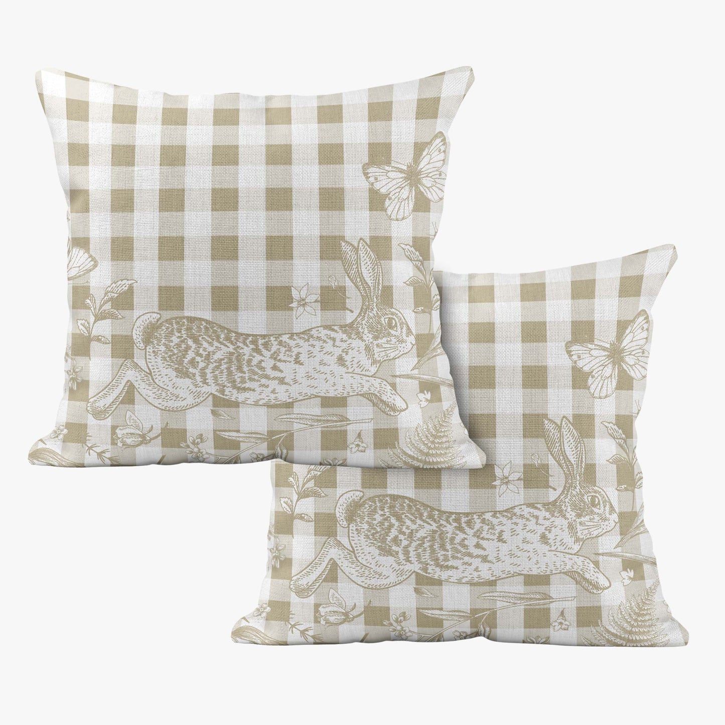 BUNNIES & BUTTERFLIES GINGHAM BUNNY SCATTER CUSHION