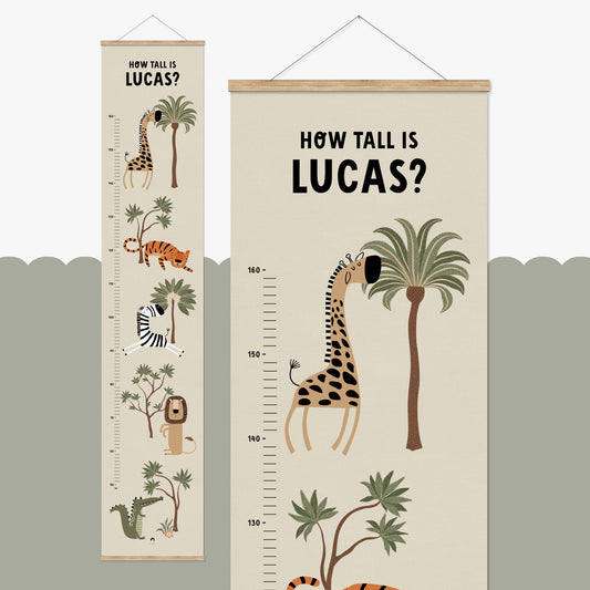 CUTE SAFARI ANIMALS HEIGHT CHART