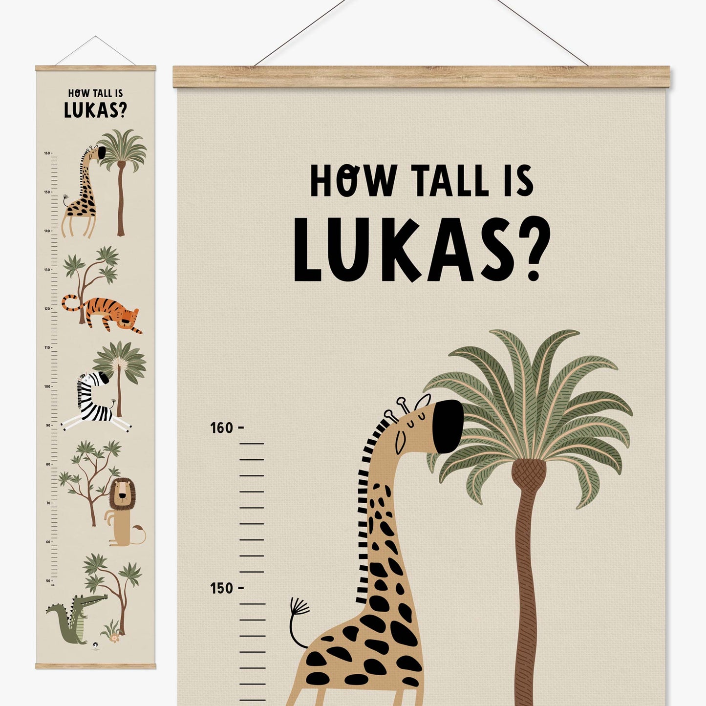 CUTE SAFARI ANIMALS HEIGHT CHART