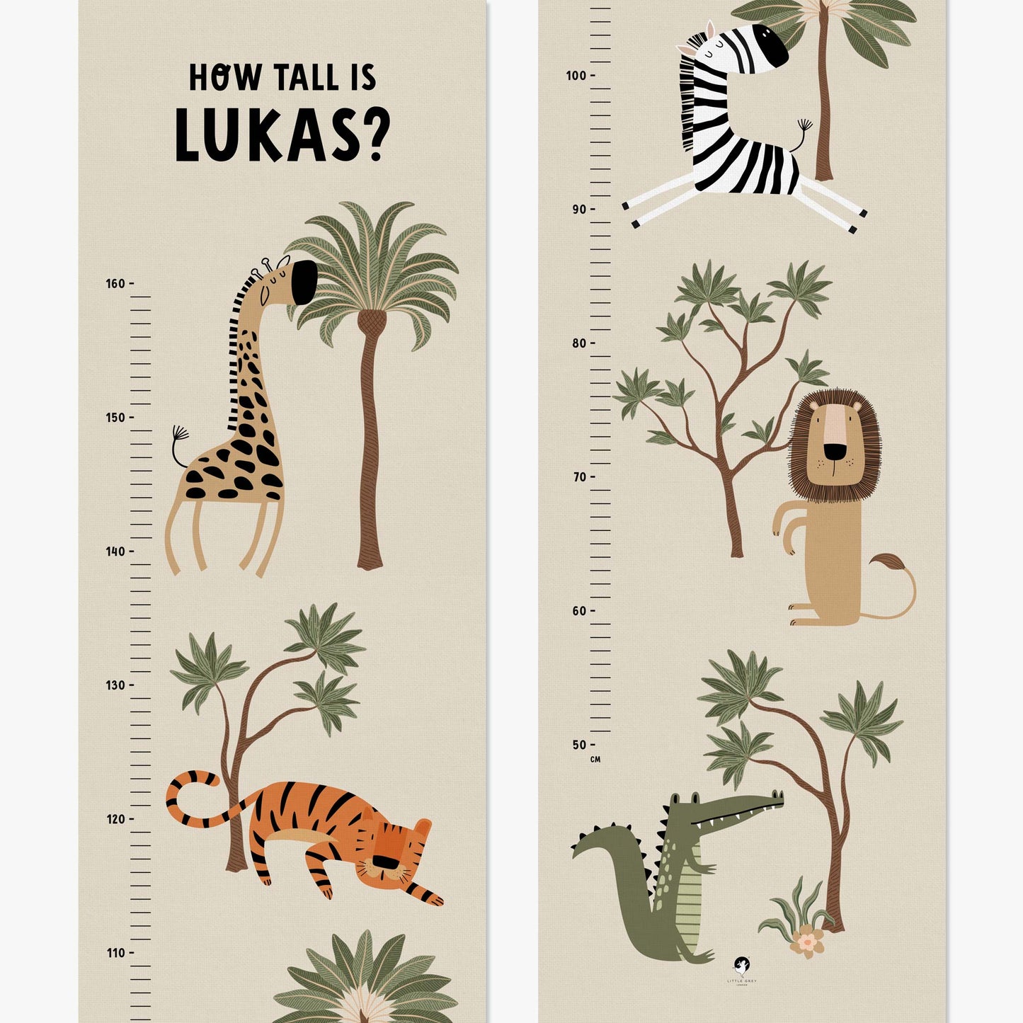 CUTE SAFARI ANIMALS HEIGHT CHART