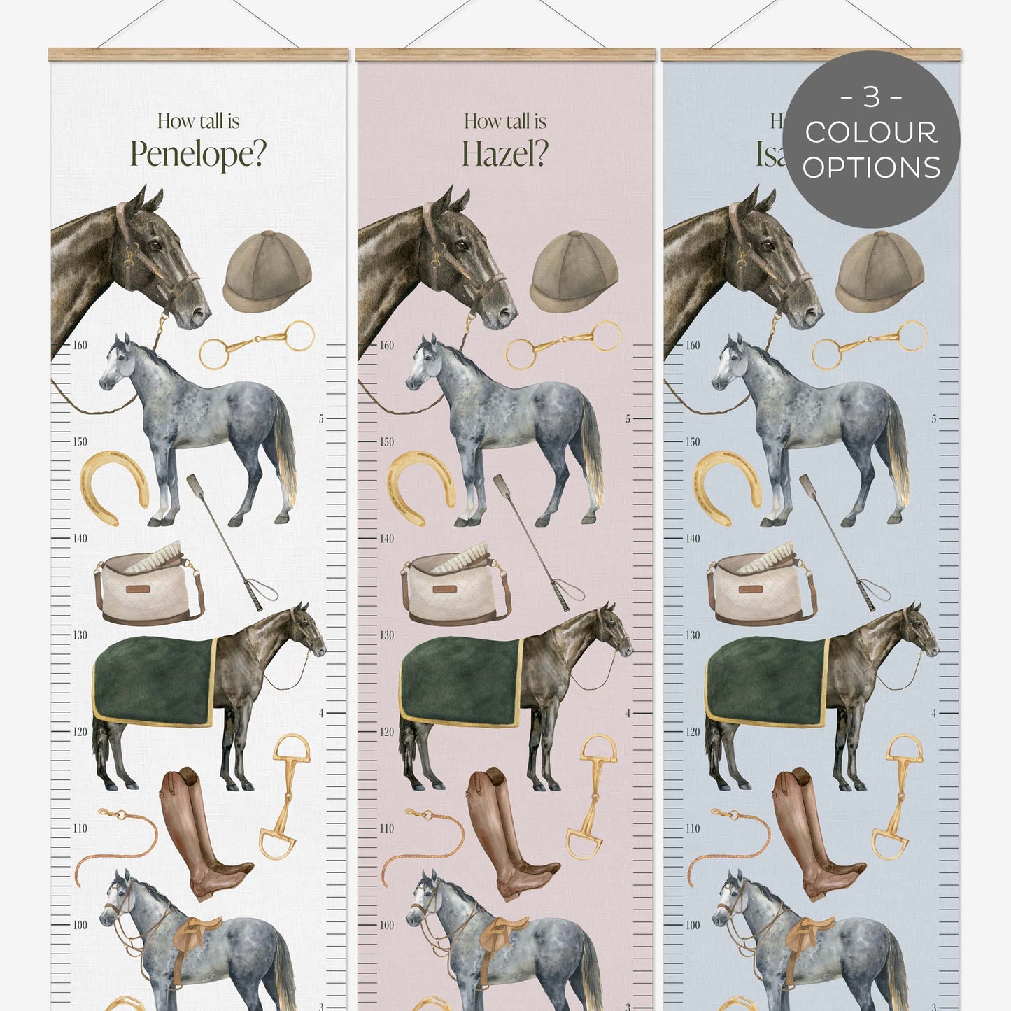 EQUESTRIAN PERSONALISED HEIGHT CHART - SKY BLUE