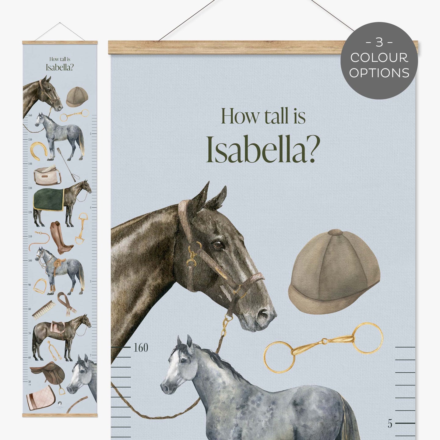 EQUESTRIAN PERSONALISED HEIGHT CHART - SKY BLUE