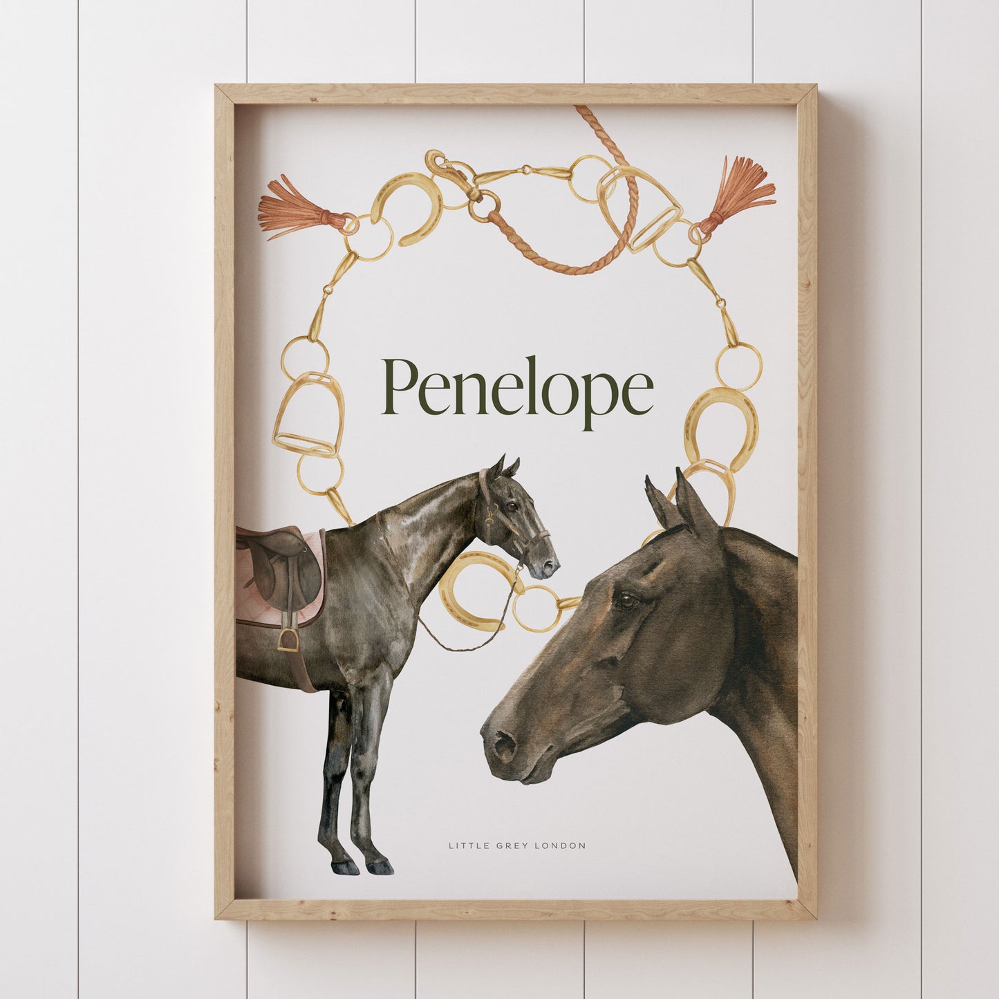 EQUESTRIAN PERSONALISED ART PRINT - WHITE