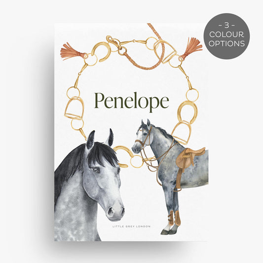 EQUESTRIAN PERSONALISED ART PRINT - WHITE