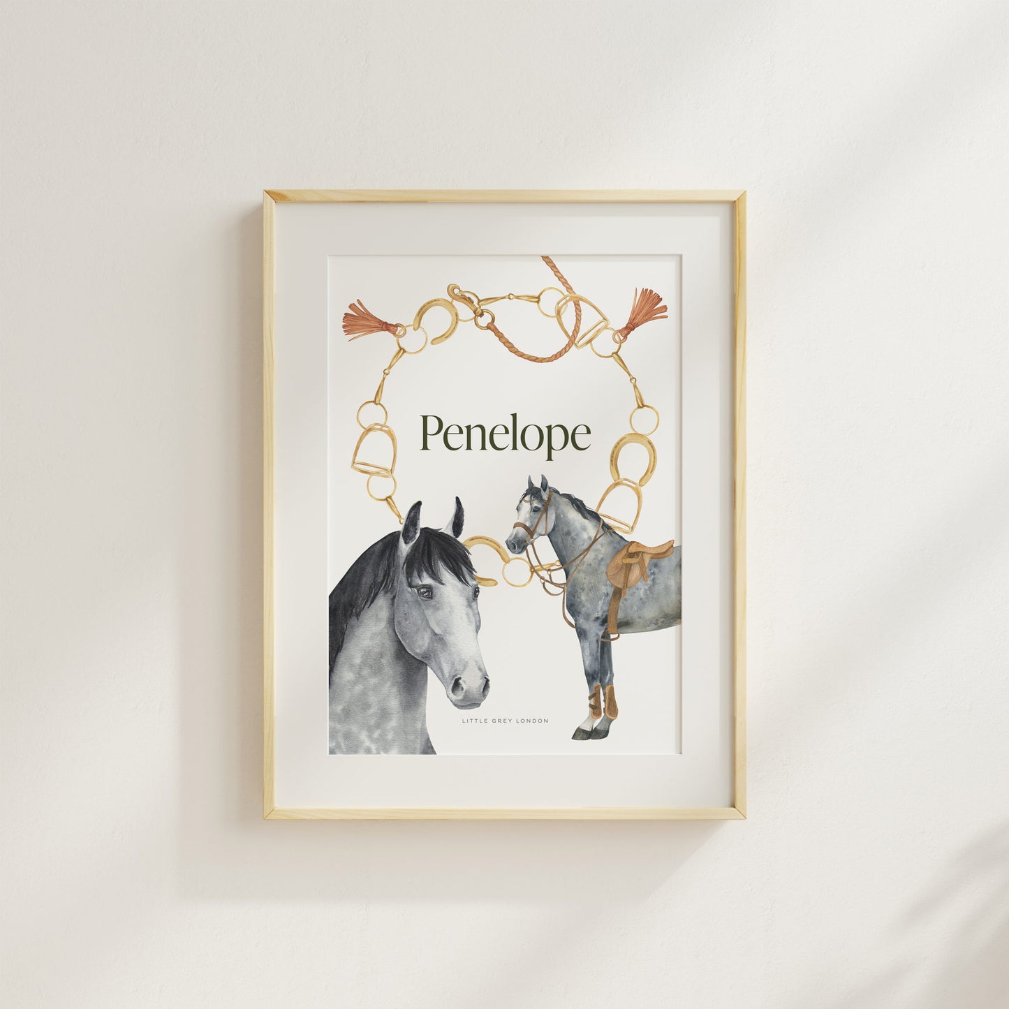 EQUESTRIAN PERSONALISED ART PRINT - WHITE