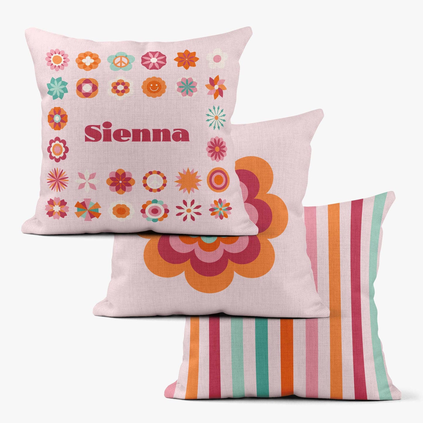 FLOWER POWER COORDINATING STRIPE SCATTER CUSHION