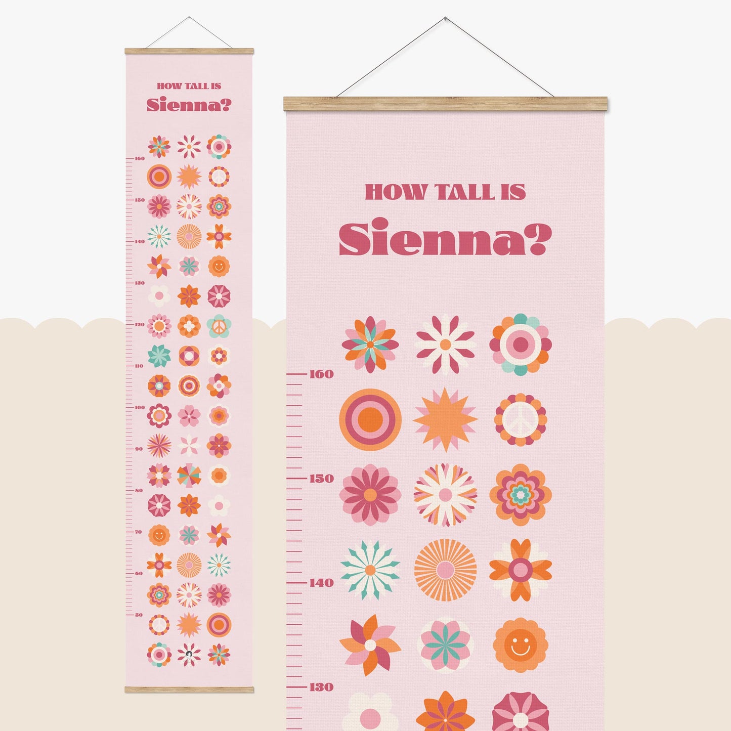 Flower Power Personalised Height Chart