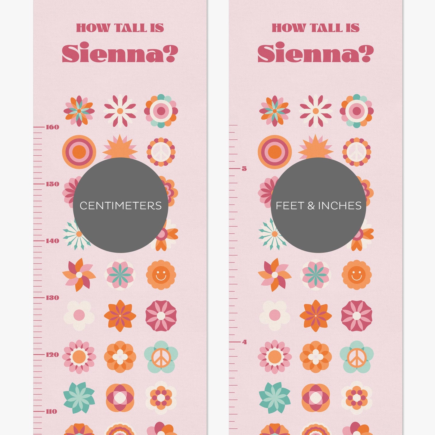 FLOWER POWER PERSONALISED HEIGHT CHART