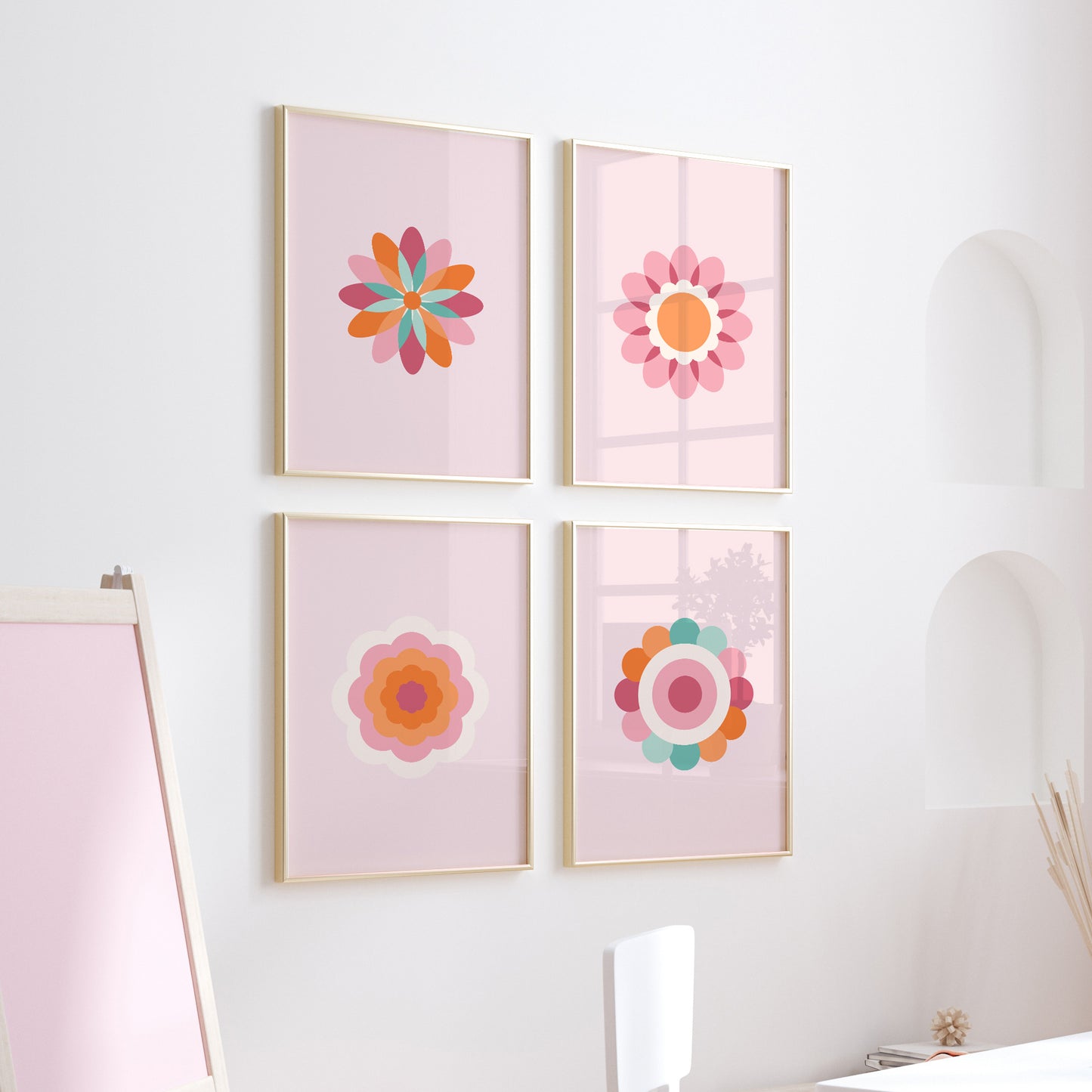 FLOWER POWER SET OF FOUR ART PRINTS