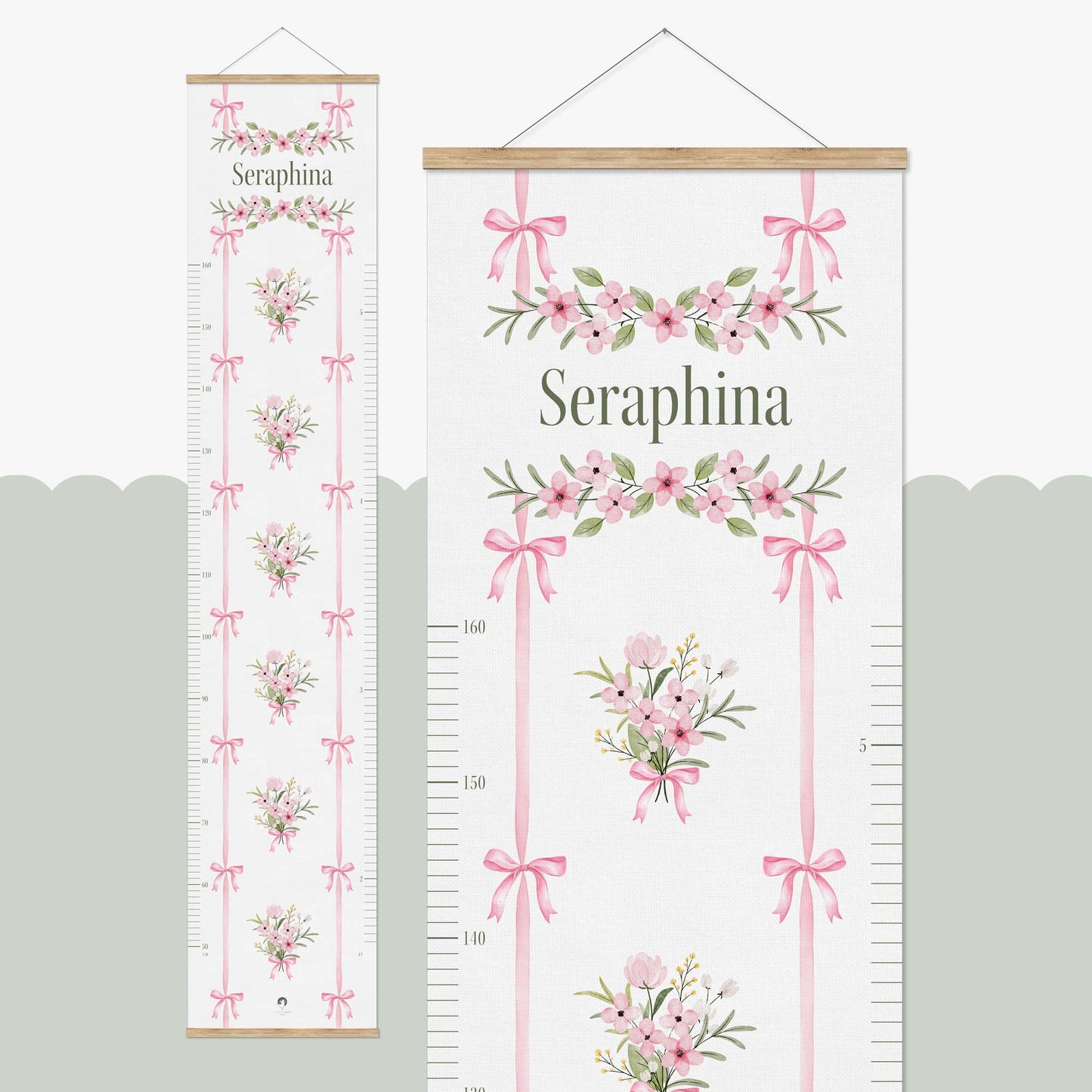 FLOWERS & BOWS BOUQUETS PERSONALISED HEIGHT CHART