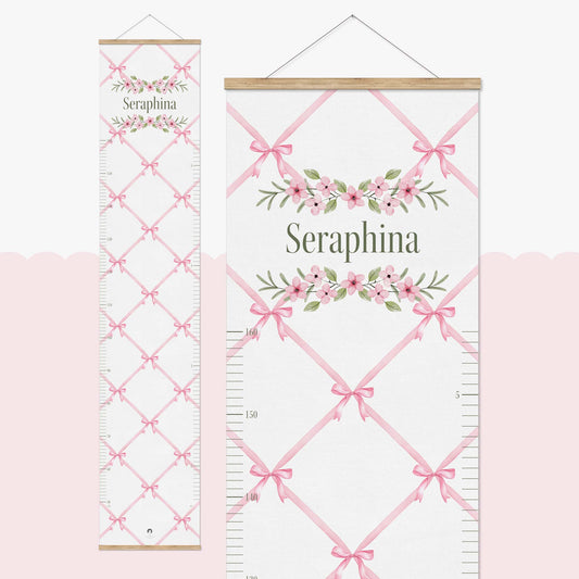 FLOWERS & BOWS TRELLIS PERSONALISED HEIGHT CHART
