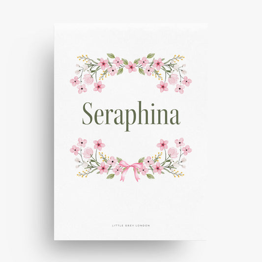 FLOWERS & BOWS PERSONALISED ART PRINT