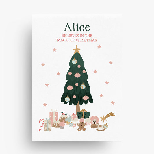 GIRLIE CHRISTMAS PERSONALISED ART PRINT