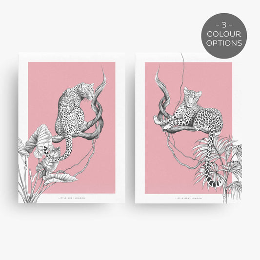 JUNGLE LEOPARD SET OF TWO ART PRINTS