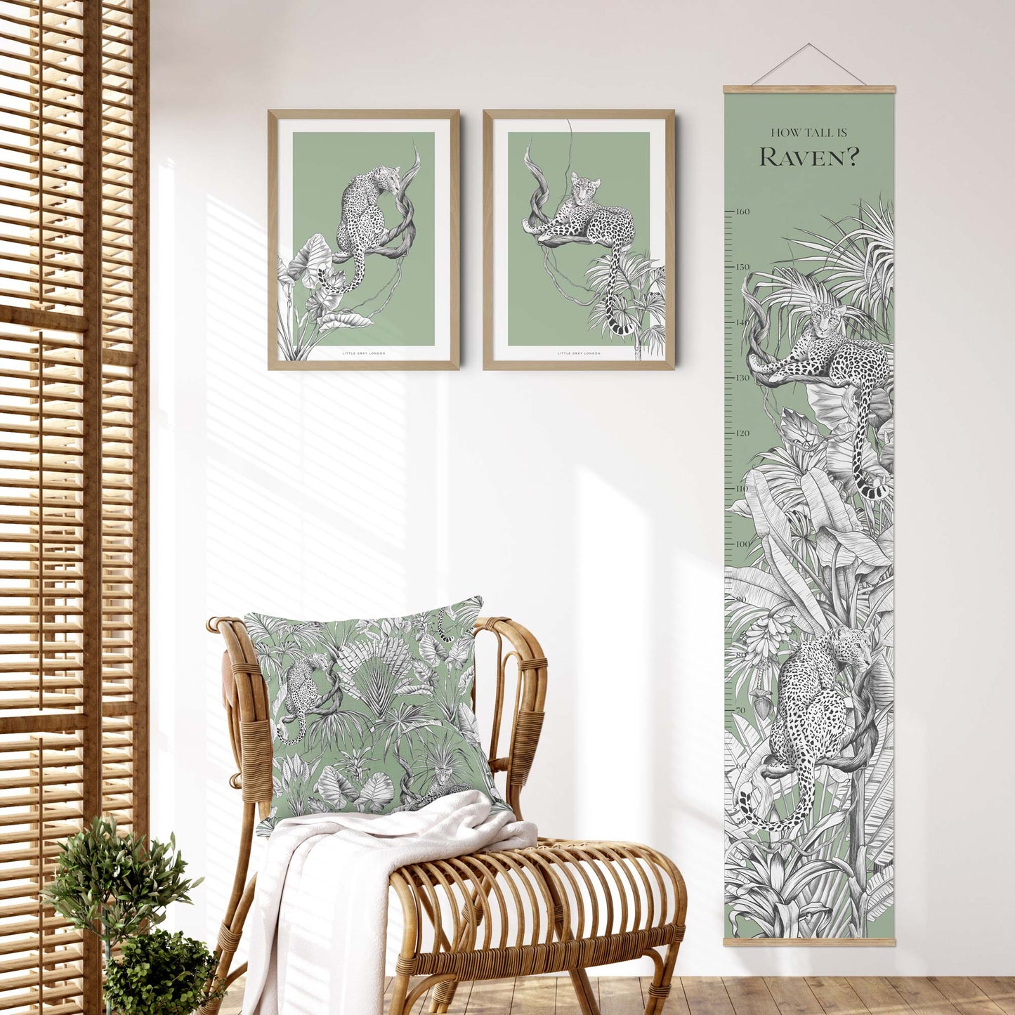 JUNGLE LEOPARD GREEN SET OF 2 ART PRINTS