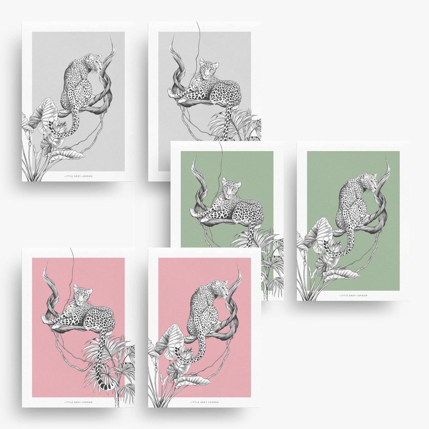 JUNGLE LEOPARD GREEN SET OF 2 ART PRINTS