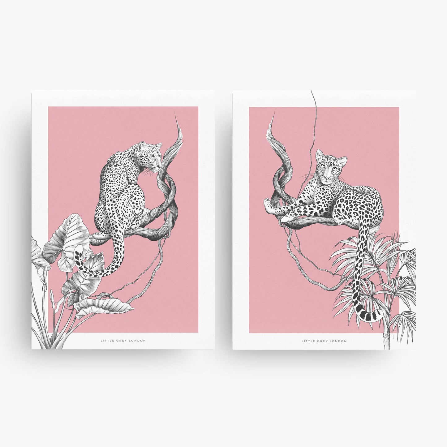 JUNGLE LEOPARD PINK SET OF 2 ART PRINTS